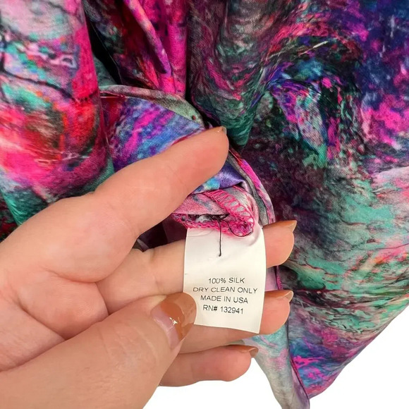 Amanda Uprichard Blouse Top Faux Wrap Silk Space Galaxy Print Pink Size Small‎ - Picture 10 of 10